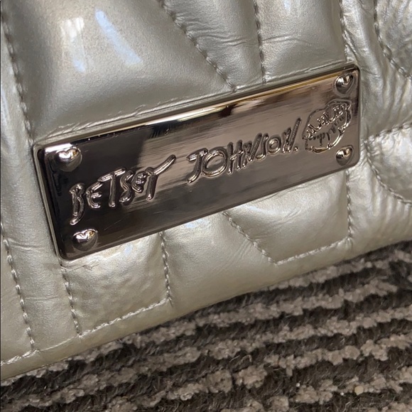 Betsy Johnson Signature Embossed Silver Tote - Picture 6 of 9